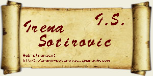 Irena Sotirović vizit kartica